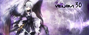 Rating: Safe Score: 0 Tags: 1girl black_dress black_ribbon black_wings dress feathered_wings flower frills hairband image long_hair long_sleeves looking_at_viewer puffy_sleeves ribbon rose silver_hair solo suigintou very_long_hair wings User: admin