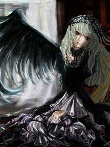 Rating: Safe Score: 0 Tags: 1girl black_dress black_wings dress frills gothic_lolita hairband image lolita_fashion lolita_hairband long_hair long_sleeves looking_at_viewer puffy_sleeves red_eyes rose silver_hair solo suigintou wings User: admin