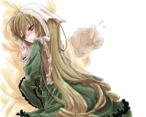 Rating: Safe Score: 0 Tags: 1girl blonde_hair blush brown_hair dress frills green_dress green_eyes head_scarf heterochromia image long_hair long_sleeves looking_at_viewer looking_back red_eyes solo suiseiseki very_long_hair User: admin