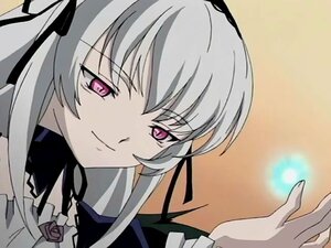 Rating: Safe Score: 0 Tags: 1girl closed_mouth dress flower frills image long_hair looking_at_viewer pink_eyes ribbon rose silver_hair smile solo suigintou User: admin