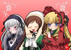 Rating: Safe Score: 0 Tags: 3girls blonde_hair blue_eyes blush bonnet bow brown_hair closed_eyes dress drill_hair eating flower food frills hairband image long_hair long_sleeves looking_at_viewer multiple multiple_girls open_mouth pink_flower pink_rose red_flower red_rose rose shinku silver_hair suigintou suiseiseki tagme twintails wings User: admin