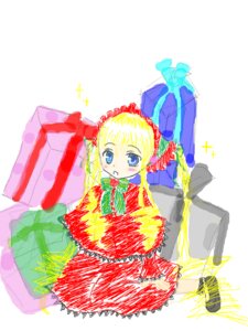 Rating: Safe Score: 0 Tags: 1girl blonde_hair blue_eyes blush dress drill_hair image looking_at_viewer red_dress shinku solo twintails User: admin