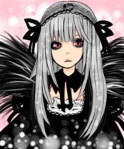 Rating: Safe Score: 0 Tags: 1girl bangs black_dress black_ribbon closed_mouth detached_collar dress expressionless frills hairband image lolita_fashion long_hair long_sleeves looking_at_viewer pink_background ribbon rose silver_hair solo suigintou upper_body wings User: admin