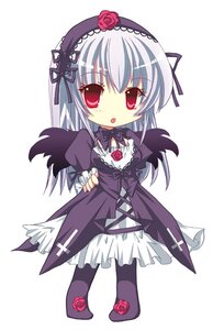 Rating: Safe Score: 0 Tags: 1girl auto_tagged chibi dress flower frills full_body hairband image long_hair long_sleeves looking_at_viewer red_eyes rose silver_hair solo standing suigintou white_background wings User: admin