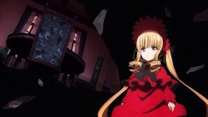 Rating: Safe Score: 0 Tags: 1girl blonde_hair blue_eyes bonnet dress drill_hair flower image long_hair long_sleeves looking_at_viewer red_dress rose shinku sitting solo twintails User: admin