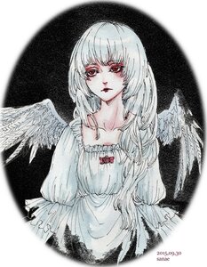Rating: Safe Score: 0 Tags: 1girl angel angel_wings artist_name dated dress feathered_wings feathers image long_hair long_sleeves looking_at_viewer red_eyes solo solo_wing suigintou traditional_media watercolor_(medium) white_hair white_wings wings User: admin