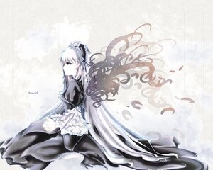 Rating: Safe Score: 0 Tags: 1girl black_ribbon dress flower frilled_sleeves frills hairband image long_hair long_sleeves ribbon rose silver_hair solo suigintou very_long_hair wings User: admin