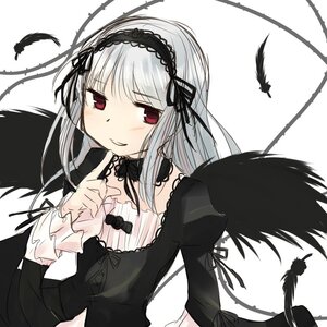 Rating: Safe Score: 0 Tags: 1girl bird black_dress black_feathers black_ribbon black_wings detached_collar dress feathered_wings feathers flower frills hairband image lolita_fashion lolita_hairband long_hair long_sleeves looking_at_viewer red_eyes ribbon rose silver_hair simple_background smile solo suigintou upper_body white_background wings User: admin