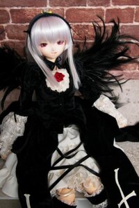 Rating: Safe Score: 0 Tags: 1girl black_dress black_wings doll dress flower frills hairband long_hair long_sleeves looking_at_viewer pink_eyes rose silver_hair solo suigintou wings User: admin