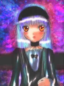 Rating: Safe Score: 0 Tags: 1girl bangs blush bow choker dress frills image long_hair long_sleeves looking_at_viewer ribbon silver_hair solo suigintou upper_body User: admin