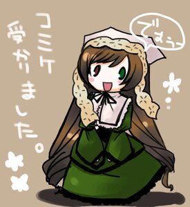 Rating: Safe Score: 0 Tags: 1girl :d brown_hair chibi dress full_body green_dress green_eyes head_scarf heterochromia image long_hair long_sleeves looking_at_viewer open_mouth red_eyes simple_background smile solo standing suiseiseki very_long_hair User: admin