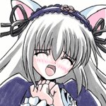 Rating: Safe Score: 0 Tags: 1girl animal_ears collar grey_hair image long_sleeves mosaic_censoring open_mouth solo suigintou User: admin