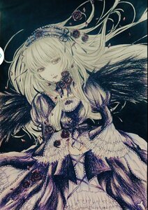 Rating: Safe Score: 0 Tags: 1girl blonde_hair dress feathers flower frills gothic_lolita hairband image jewelry lolita_fashion long_hair red_eyes rose solo suigintou traditional_media wings User: admin