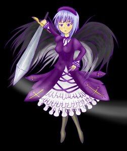 Rating: Safe Score: 0 Tags: 1girl breasts dress frills full_body hat image long_hair long_sleeves pantyhose puffy_sleeves purple_dress purple_eyes solo suigintou very_long_hair weapon User: admin