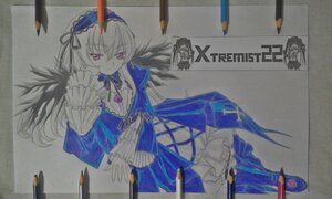 Rating: Safe Score: 0 Tags: 1girl dress frilled_sleeves frills hairband long_hair long_sleeves photo red_eyes ribbon solo suigintou traditional_media weapon wings User: admin