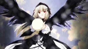 Rating: Safe Score: 0 Tags: 1girl bangs black_dress black_ribbon black_wings closed_mouth cloud dress dutch_angle eyebrows_visible_through_hair flower frills hairband holding image long_hair long_sleeves looking_at_viewer red_eyes ribbon rose silver_hair solo suigintou wings User: admin