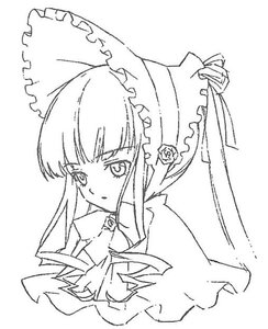 Rating: Safe Score: 0 Tags: 1girl bangs bonnet dress flower frills image long_hair long_sleeves looking_at_viewer monochrome rose shinku simple_background solo upper_body white_background User: admin