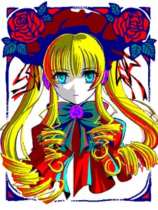 Rating: Safe Score: 0 Tags: 1girl blonde_hair blue_eyes bow bowtie capelet dress drill_hair flower image long_hair looking_at_viewer red_capelet red_flower red_rose ringlets rose shinku simple_background solo twin_drills twintails upper_body User: admin