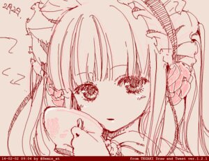 Rating: Safe Score: 0 Tags: 1girl animal_ears bangs cat_ears eyebrows_visible_through_hair hair_ornament image long_hair monochrome shinku solo twintails User: admin