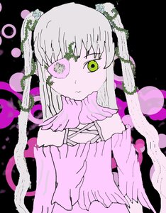 Rating: Safe Score: 0 Tags: 1girl auto_tagged bandages black_background flower green_eyes image kirakishou long_sleeves looking_at_viewer solo sweater upper_body User: admin