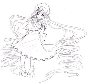 Rating: Safe Score: 0 Tags: 1girl bonnet bow bowtie capelet dress full_body image long_hair long_sleeves looking_at_viewer monochrome shinku solo standing striped twintails very_long_hair User: admin