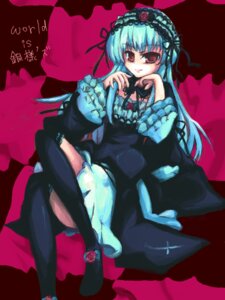 Rating: Safe Score: 0 Tags: 1girl dress flower frills hairband image lolita_hairband long_hair long_sleeves rose sitting smile solo suigintou User: admin