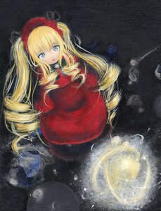 Rating: Safe Score: 0 Tags: 1girl blonde_hair blue_eyes capelet dress drill_hair hat image long_hair long_sleeves looking_at_viewer red_capelet red_dress shinku solo traditional_media twin_drills twintails very_long_hair User: admin