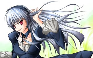 Rating: Safe Score: 0 Tags: 1girl breasts choker collarbone detached_collar dress frilled_sleeves frills hairband image juliet_sleeves long_hair long_sleeves looking_at_viewer puffy_sleeves red_eyes silver_hair smile solo suigintou upper_body User: admin