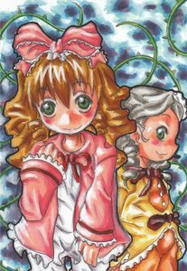 Rating: Safe Score: 0 Tags: 2girls bow curly_hair dress drill_hair frills green_eyes hina_ichigo hinaichigo image kanaria long_hair long_sleeves looking_at_viewer multiple_girls pair pink_bow smile traditional_media watercolor_(medium) User: admin