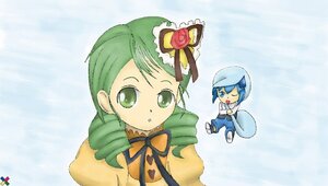 Rating: Safe Score: 0 Tags: 2girls blue_eyes blue_hair chibi green_eyes green_hair hat image kanaria multiple_girls one_eye_closed rain short_hair solo User: admin