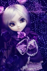 Rating: Safe Score: 0 Tags: 1girl barasuishou doll dress frills gothic_lolita lolita_fashion looking_at_viewer purple_dress purple_theme solo white_hair User: admin