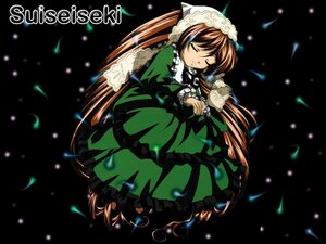 Rating: Safe Score: 0 Tags: 1girl brown_hair closed_eyes dress frills full_body green_dress image long_hair long_sleeves simple_background solo standing suiseiseki very_long_hair User: admin