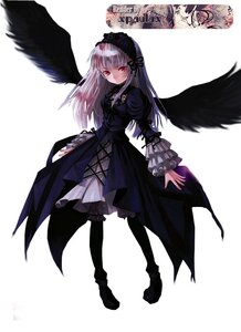 Rating: Safe Score: 0 Tags: 1girl black_wings boots dress feathered_wings feathers flower frills full_body hairband image lolita_fashion long_hair long_sleeves looking_at_viewer red_eyes rose silver_hair simple_background solo suigintou white_background wings User: admin