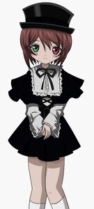 Rating: Safe Score: 0 Tags: 1girl brown_hair dress green_eyes hat heterochromia image kneehighs long_sleeves looking_at_viewer red_eyes short_hair solo souseiseki standing top_hat white_legwear User: admin