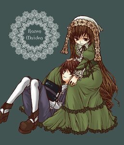 Rating: Safe Score: 0 Tags: 2girls brown_hair dress drill_hair frills green_dress image long_hair long_sleeves multiple_girls pair short_hair siblings sisters sitting souseiseki suiseiseki twins very_long_hair white_legwear User: admin