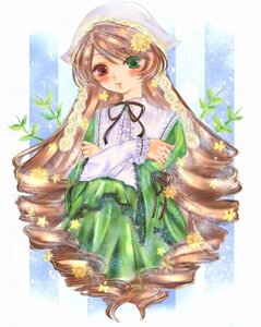 Rating: Safe Score: 0 Tags: 1girl blush brown_hair dress drill_hair flower frills green_dress green_eyes hat head_scarf heterochromia image long_hair long_sleeves looking_at_viewer red_eyes solo suiseiseki twin_drills very_long_hair watering_can User: admin