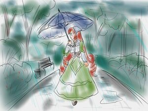 Rating: Safe Score: 0 Tags: 1girl green_eyes holding holding_umbrella hong_meiling image long_hair long_sleeves parasol rain reflection ripples shared_umbrella solo suiseiseki transparent transparent_umbrella tree umbrella User: admin