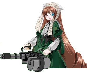 Rating: Safe Score: 0 Tags: 1girl brown_hair dress drill_hair frills green_dress heterochromia image long_hair long_sleeves open_mouth red_eyes simple_background solo suiseiseki twintails very_long_hair watering_can white_background User: admin