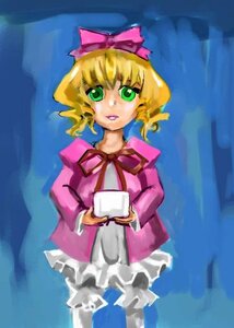 Rating: Safe Score: 0 Tags: 1girl blonde_hair bloomers bow cup dress frills green_eyes hina_ichigo hinaichigo image long_sleeves looking_at_viewer pink_bow pink_dress short_hair solo standing teacup User: admin