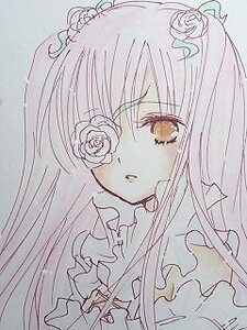 Rating: Safe Score: 0 Tags: 1girl bangs eyebrows_visible_through_hair flower frills hair_flower hair_ornament image kirakishou long_hair looking_at_viewer photo rose solo traditional_media User: admin