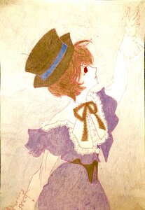 Rating: Safe Score: 0 Tags: 1girl brown_hair dress from_side hat image long_sleeves looking_away profile ribbon short_hair solo souseiseki top_hat User: admin