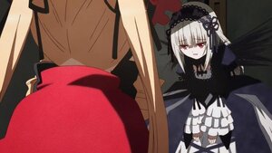 Rating: Safe Score: 0 Tags: 2girls black_dress black_ribbon blonde_hair dress frills hairband image long_hair long_sleeves multiple_girls pair red_eyes ribbon shinku suigintou wings User: admin