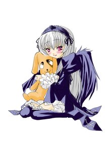 Rating: Safe Score: 0 Tags: 1girl artist_request blush dress frills full_body hairband image kunkun long_hair long_sleeves looking_at_viewer pink_eyes rose rozen_maiden silver_hair simple_background sitting solo suigintou white_background wings User: admin