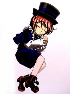 Rating: Safe Score: 0 Tags: 1girl brown_hair closed_eyes dress frills full_body gradient gradient_background hat image long_sleeves pantyhose short_hair sitting solo souseiseki top_hat User: admin