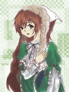 Rating: Safe Score: 0 Tags: 1girl brown_hair checkered checkered_background dress frills green_dress green_eyes heterochromia image long_hair long_sleeves looking_at_viewer open_mouth plaid_background red_eyes solo suiseiseki tiles twintails very_long_hair User: admin