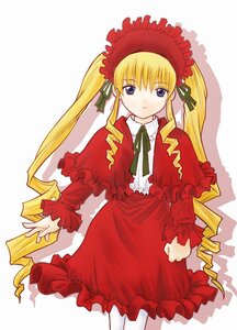 Rating: Safe Score: 0 Tags: 1girl blonde_hair blue_eyes bonnet bow bowtie cowboy_shot dress drill_hair frills green_bow image long_hair long_sleeves looking_at_viewer red_dress shinku simple_background solo standing twin_drills twintails very_long_hair white_background User: admin