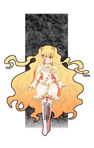 Rating: Safe Score: 0 Tags: 1girl blonde_hair boots cross-laced_footwear dress full_body gradient_hair hair_ornament image jewelry kirakishou knee_boots long_hair magical_girl multicolored_hair solo two_side_up very_long_hair yellow_eyes User: admin