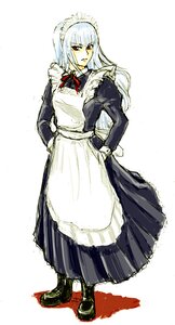 Rating: Safe Score: 0 Tags: 1girl apron dress full_body image long_dress long_hair long_sleeves looking_at_viewer maid maid_headdress red_eyes solo standing striped suigintou white_hair User: admin