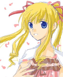 Rating: Safe Score: 0 Tags: 1girl blonde_hair blue_eyes hair_ribbon heart image long_hair looking_at_viewer petals red_ribbon ribbon shinku simple_background smile solo striped upper_body white_background User: admin
