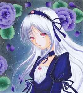 Rating: Safe Score: 0 Tags: 1girl black_ribbon choker dress flower hairband hydrangea image juliet_sleeves long_hair long_sleeves looking_at_viewer marker_(medium) neck_ribbon puffy_sleeves purple_flower purple_rose rain ribbon silver_hair solo suigintou traditional_media User: admin